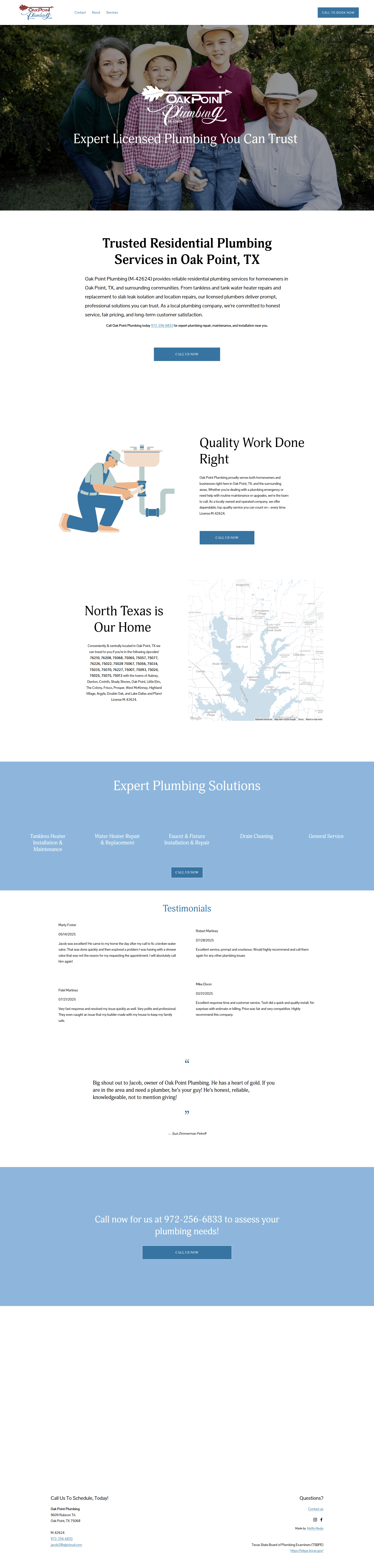 Oak Point Plumbing owner Jacob Rampy with family